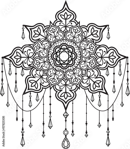 mandala with beads and crystals