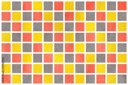 Watercolor yellow, gray and salmon squares