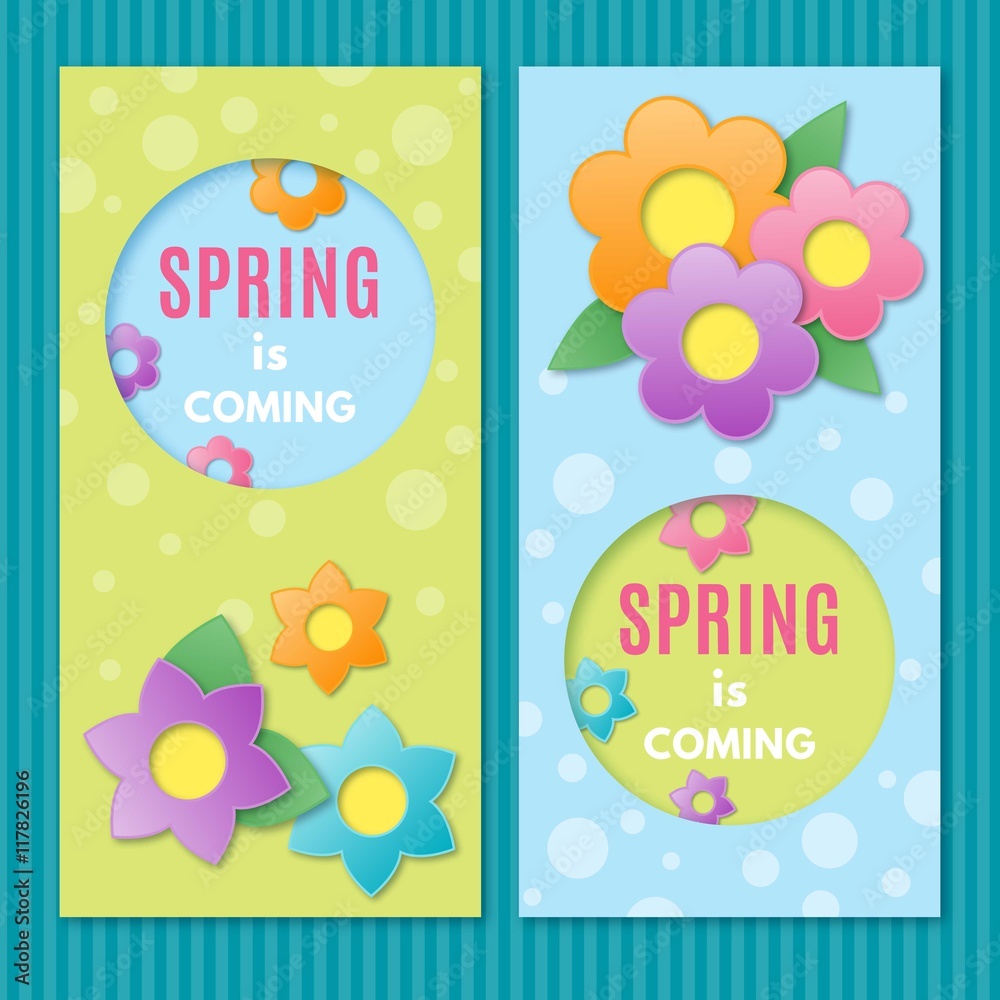 Floral banners of spring is comings 
