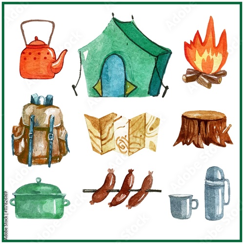 Hand painted campsite accessories pack