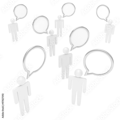 people with talk bubbles isolated over a white background. 3d rendering.