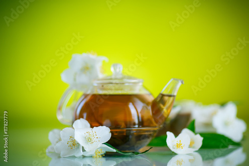 jasmine tea in a teapot