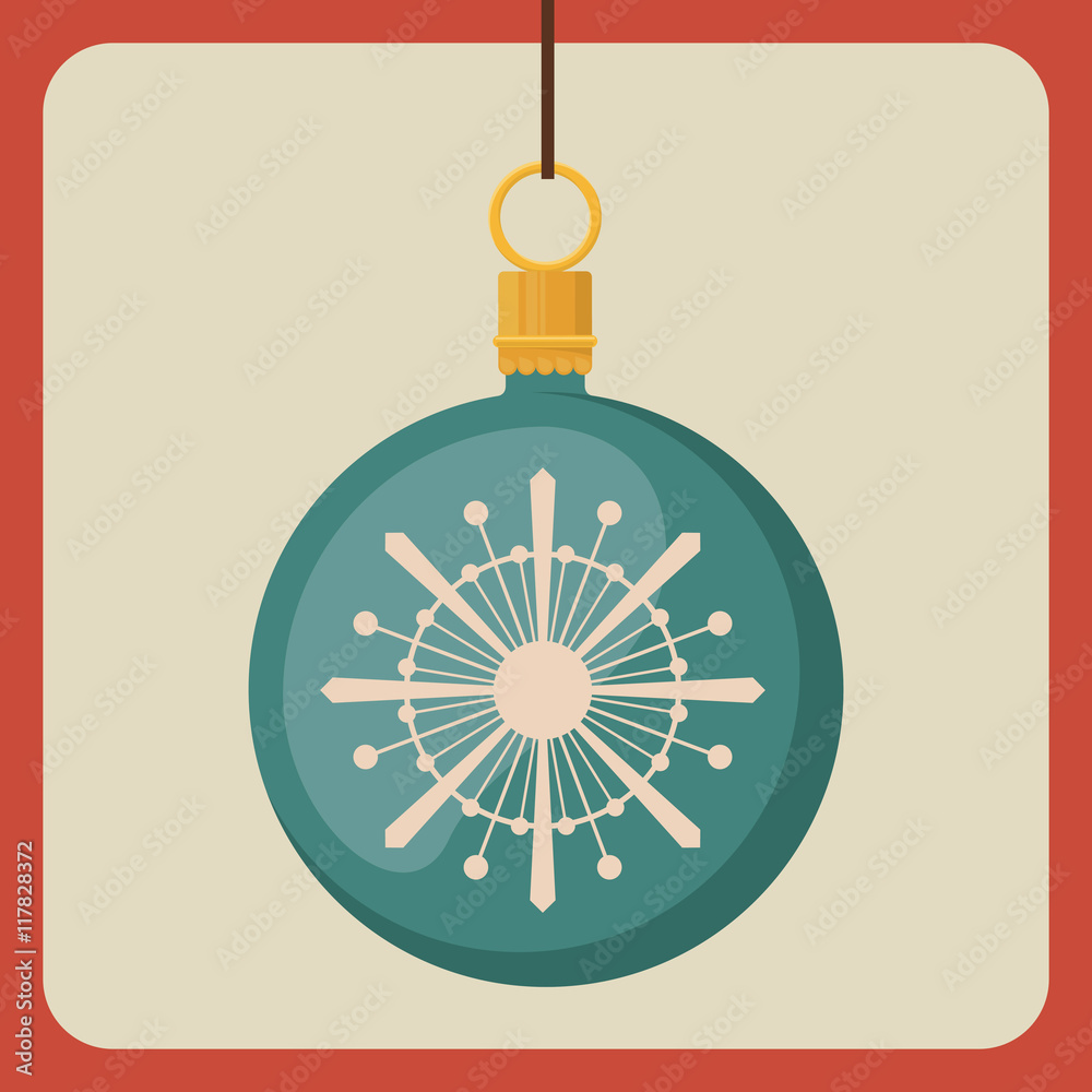 Fototapeta premium happy merry christmas ball hanging icon vector graphic illustration