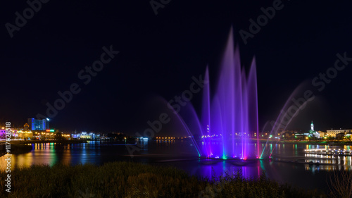 Fountain view in Kazan city during a beautiful summer night.