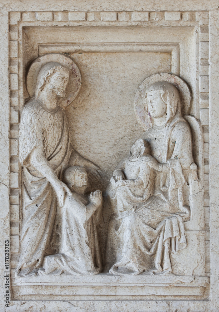 Detail on tomb in Basilica in Aquileia