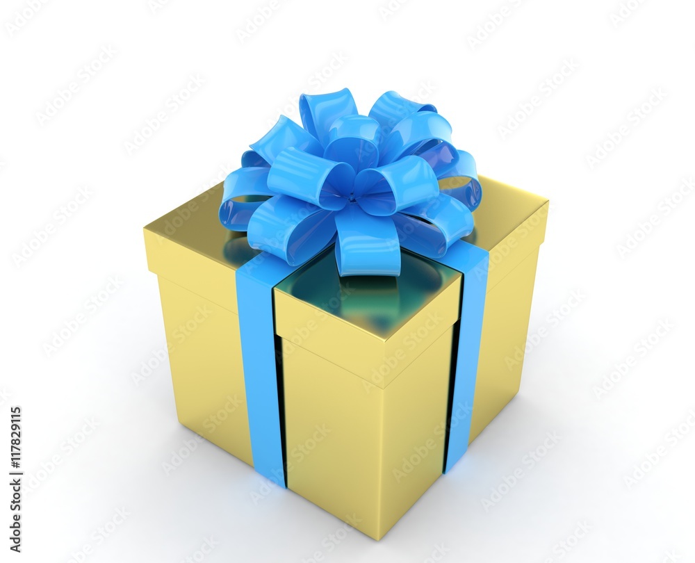 Obraz premium gift box with bows isolated on white. 3d rendering.