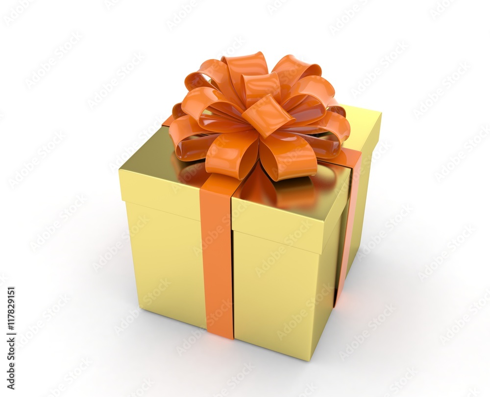 gift box with bows isolated on white. 3d rendering. gift box with bows isolated on white. 3d rendering.