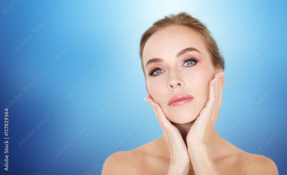 beautiful young woman face and hands