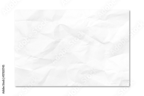 Crumpled white paper texture or paper background with copy space for text or image.