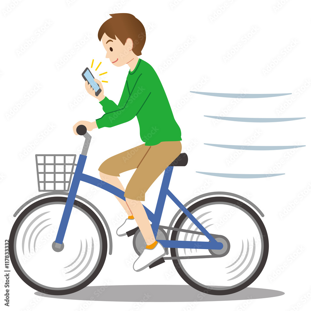 スマホを見ながら 自転車 危険運転 Stock イラスト Adobe Stock