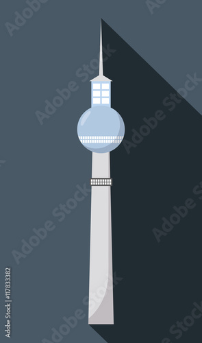 Dynamic Berlin television tower building germany. Colorfull illustration