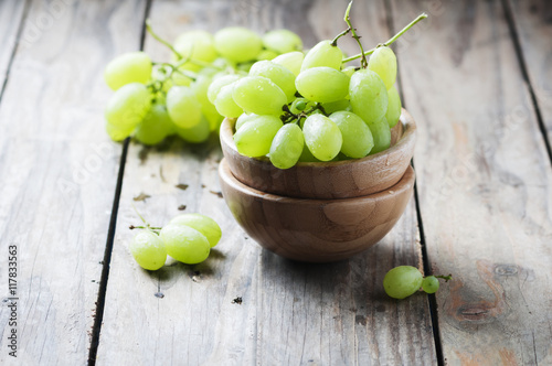 White grape on the wooden table