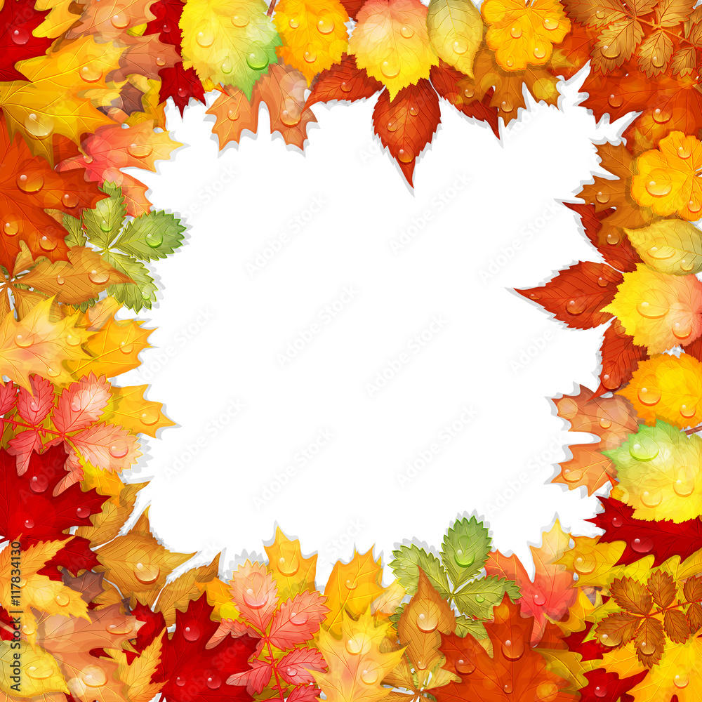 Autumn background with colorful leaves frame Autumn background with colorful leaves frame