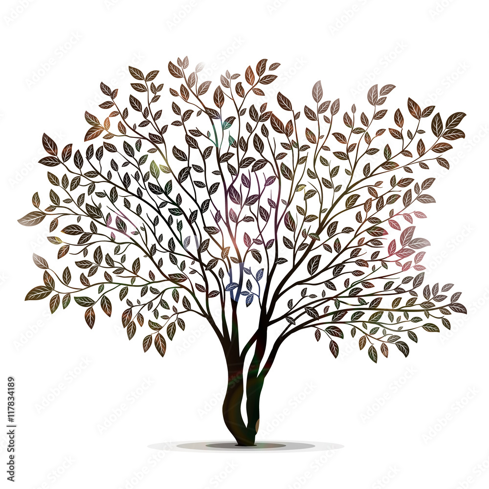 Tree silhouette with leaves isolated on white background Stock Vector ...