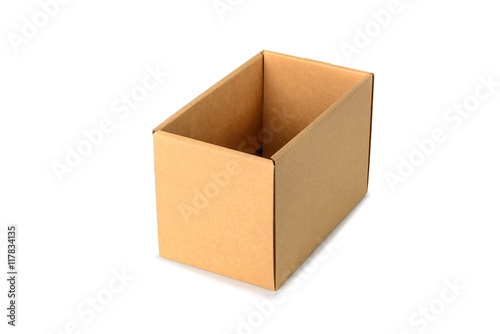 Brown cardboard box package, isolated on white background