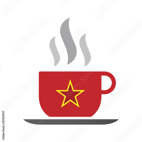 Billede på lærred Isolated coffee cup icon with  the red star of communism icon