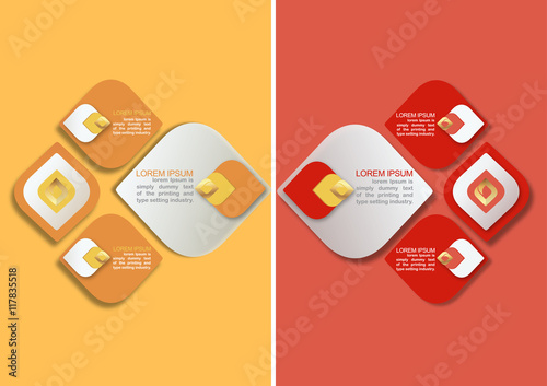 Thai Decorative Pattern element for Infographic Design or Presentation and chart for compare information,Yellow and Red Theme
