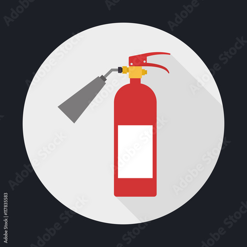 Red Extinguisher over circle icon. Industry and Security. Colorfull Vector illustration