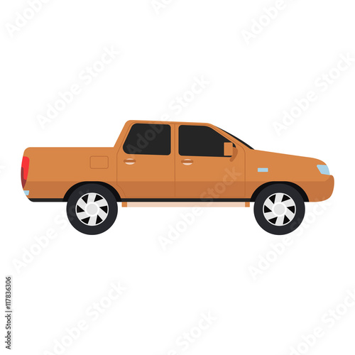 Car pickup truck vehicle transport type design sign technology style vector. Generic pickup truck car design flat vector illustration isolated on white. Transport pickup truck object