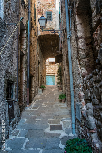 Narrow street in Montemerano, Tuscany