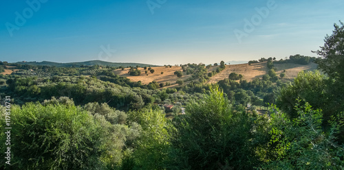 Tuscany countryside at sunset