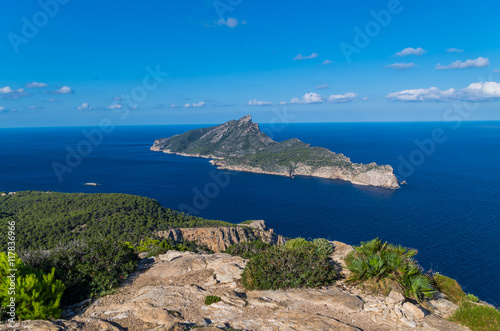 Beautiful on Sa Dragonera from mountains of Tramuntana, Mallorca, Spain