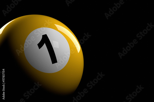 Pool Ball Number 1, 3D Rendering