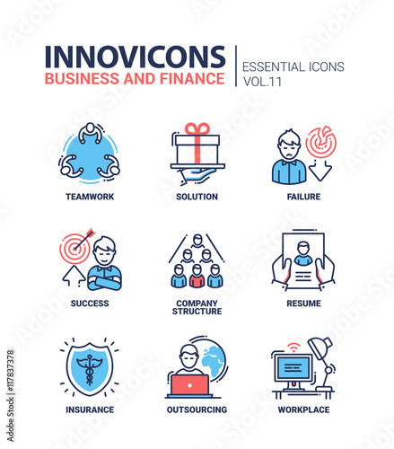 Business and fnance line design icons set