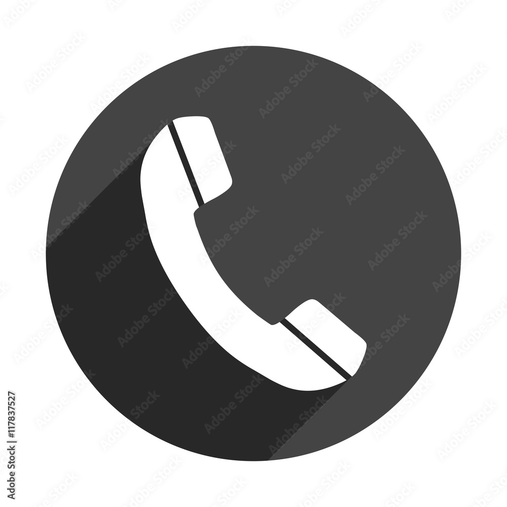 Phone icon in flat style. Vector illustration on round black background with shadow. Phone icon in flat style. Vector illustration on round black background with shadow.
