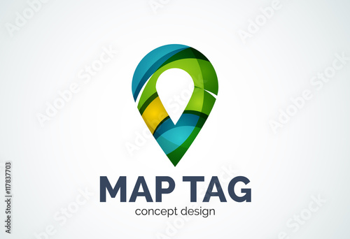 Free Download Abstract business company map tag or locator logo template, navigation pointer concept - GFXLoad