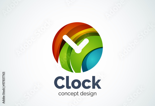 Clock logo template, time management business concept