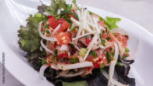 Raw salmon salad