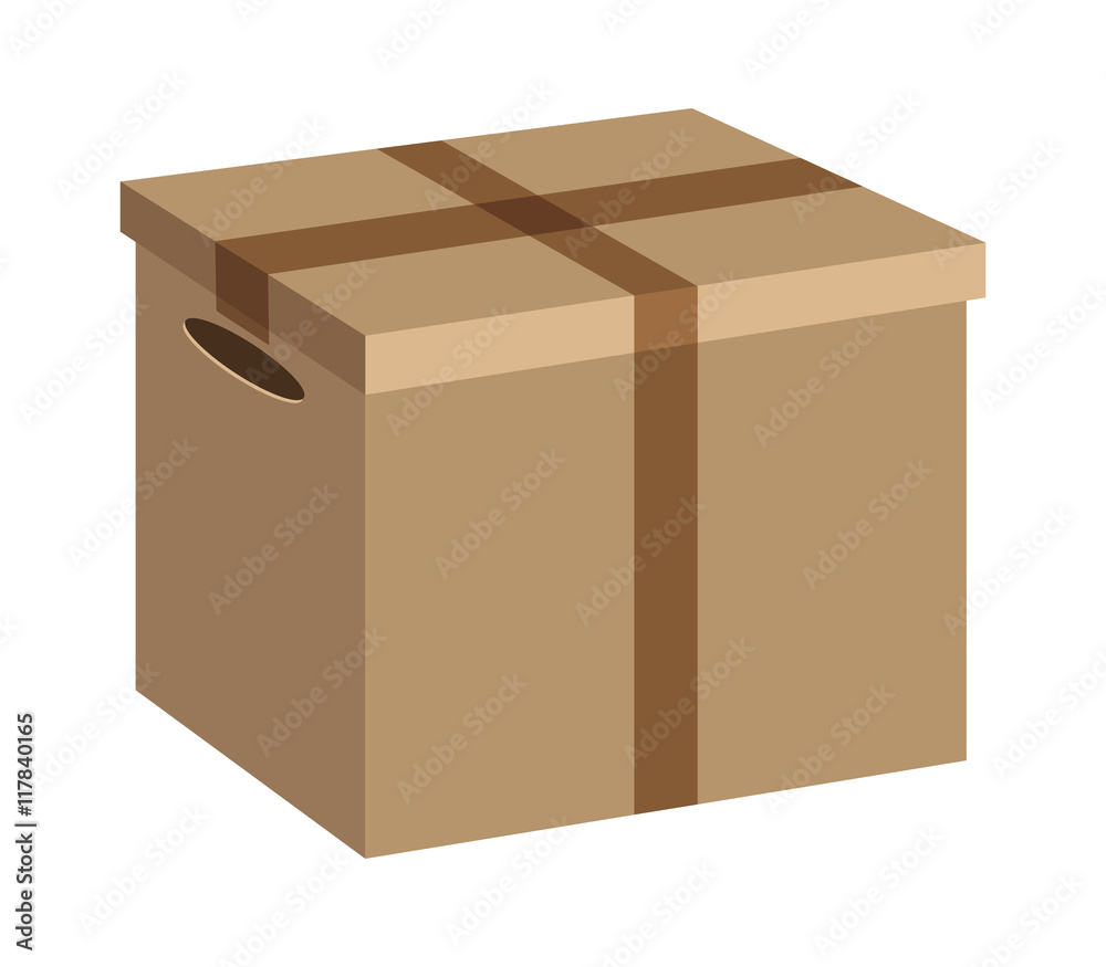 carton box package close delivery shipping logistic icon. Isolated and Brown illustration. Vector graphic