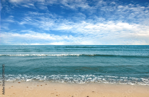 Black sea beach blue sky sand sun daylight © wolfelarry