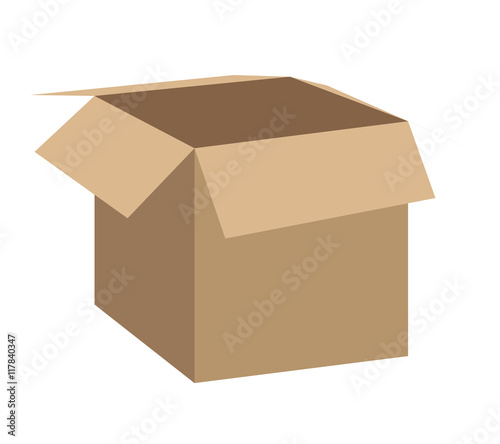 carton box package open delivery shipping logistic icon. Isolated and Brown illustration. Vector graphic