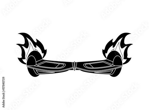 flat design horverboard in flames icon vector illustration