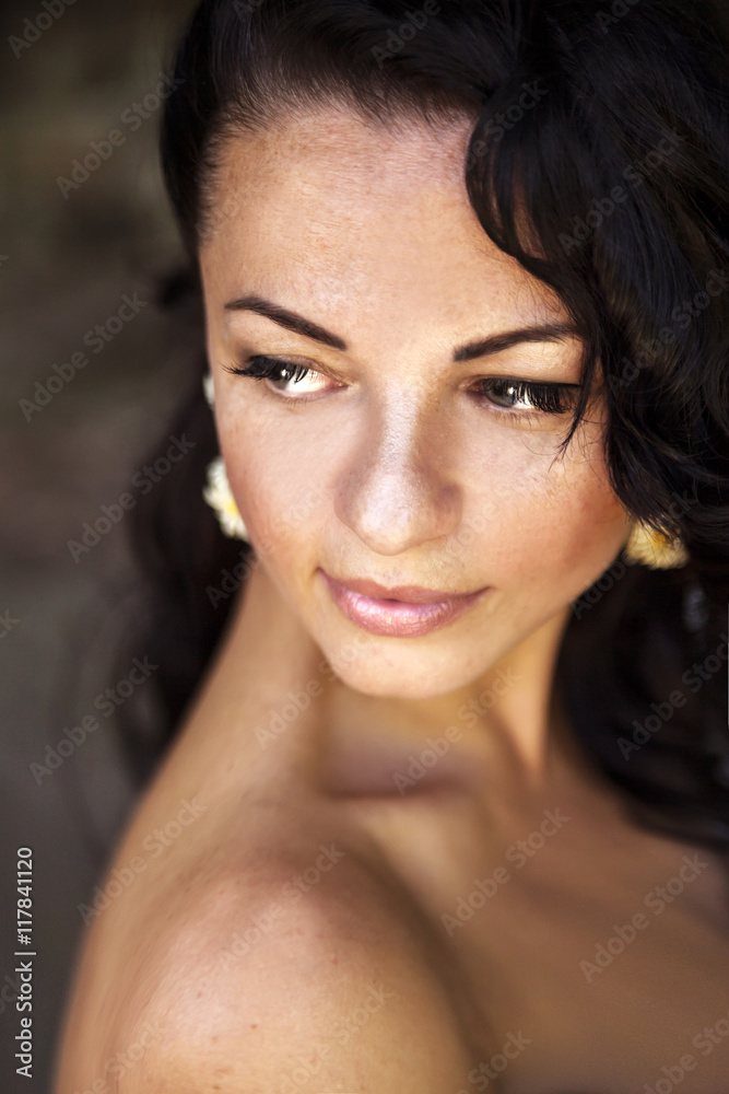 Portrait of a beautiful woman in a blue dress Portrait of a beautiful woman in a blue dress