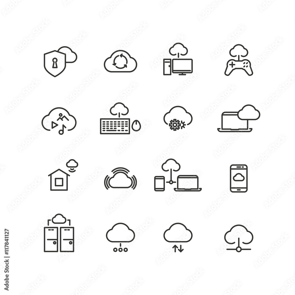 Cloud computing line vector icons Cloud computing line vector icons