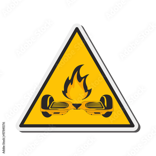 flat design horverboard in flames sign icon vector illustration