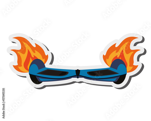 flat design horverboard in flames icon vector illustration