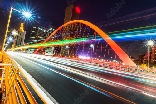 traffic city road at night,colorful image
