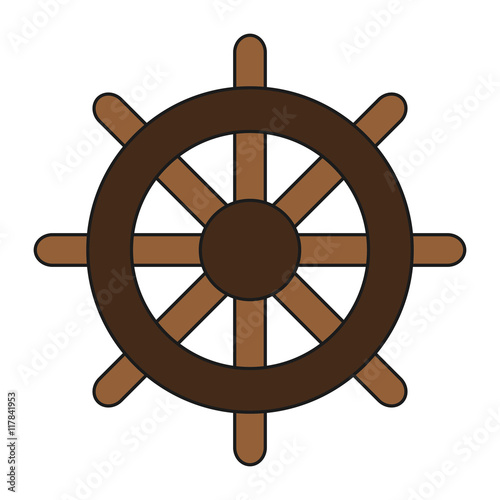 flat design boat rudder icon vector illustration