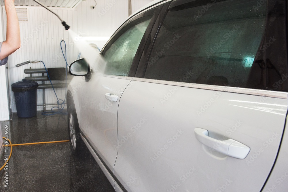 washing car closeup