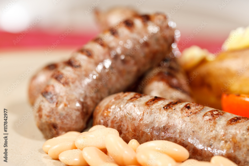 sausages with grilled vegetables