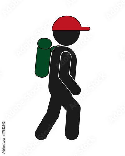 flat design tourist backpacker icon vector illustration