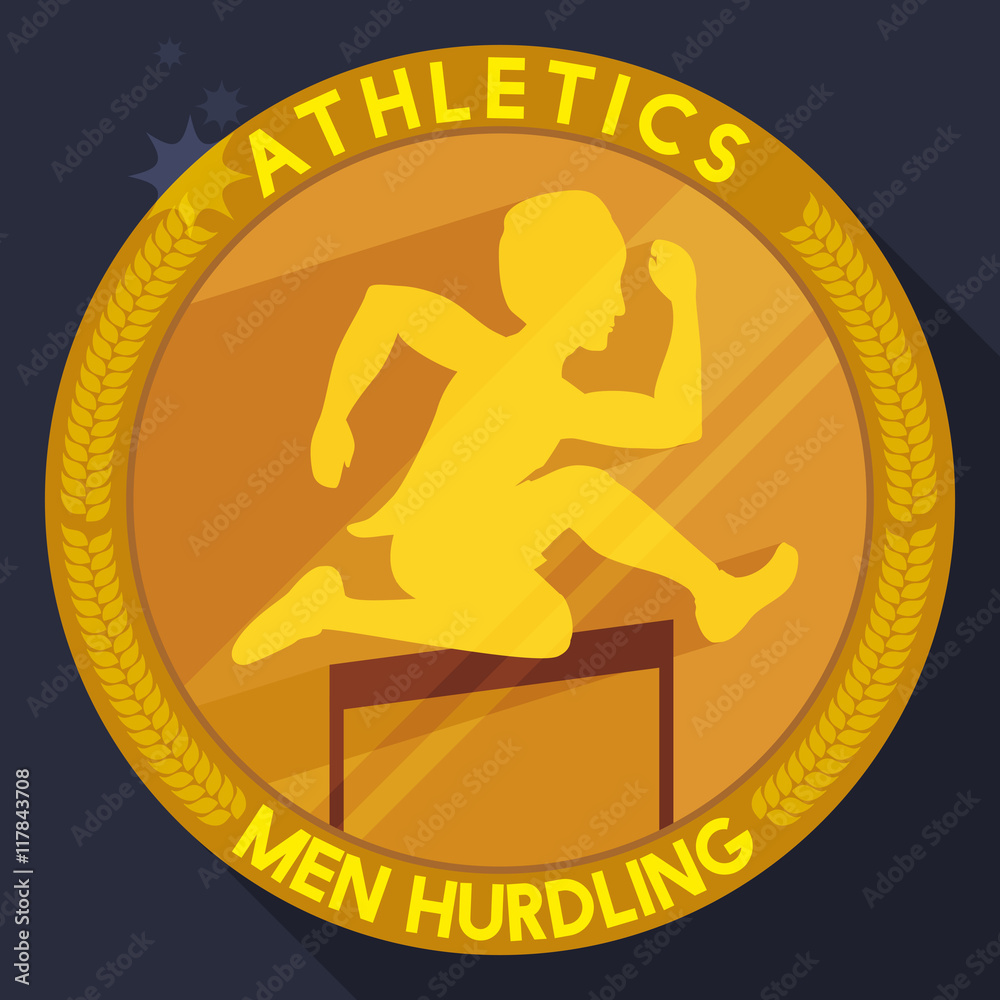 Obraz premium Athletics Golden Medal in Flat Style, Vector Illustration