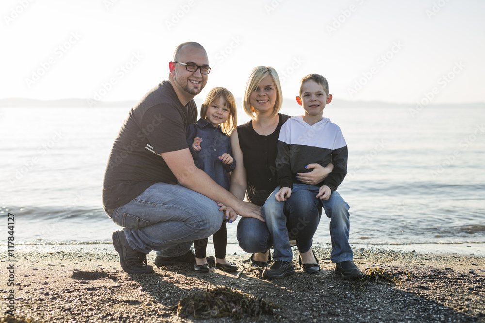 Family having great time ocean