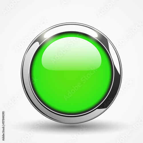 Green brilliant round web button, vector illustration