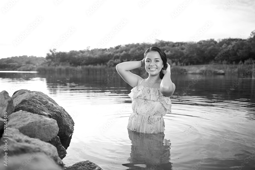 girl stand in water Stock Photo Adobe Stock