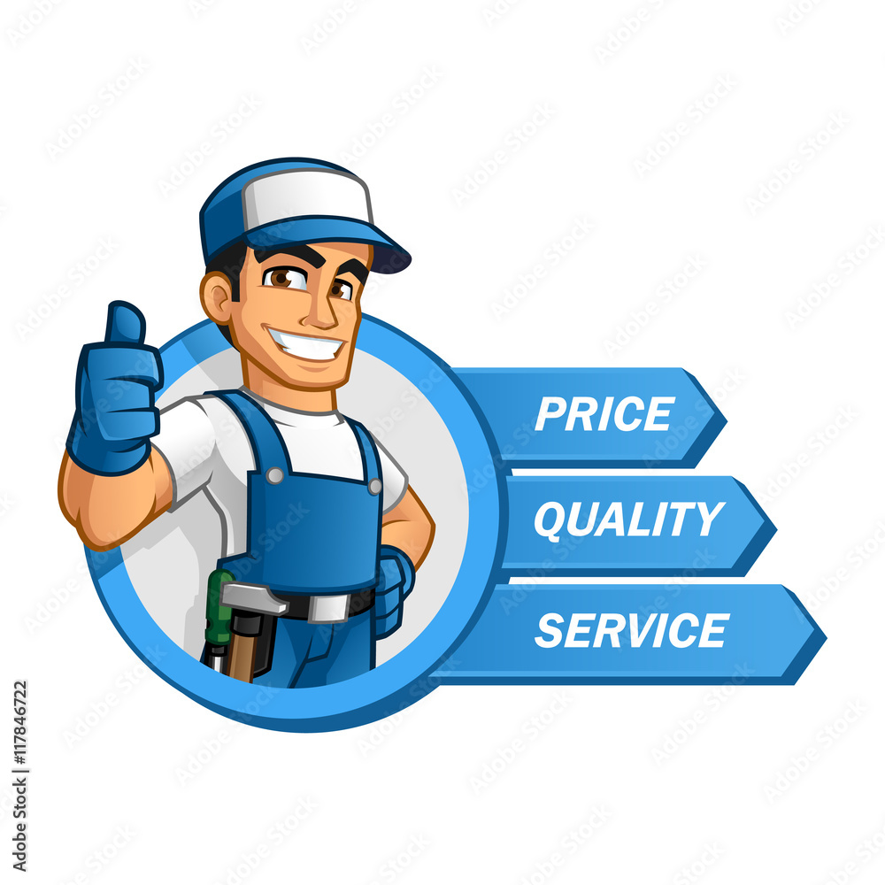 Handyman wearing work clothes and a belt, with tool Handyman wearing work clothes and a belt, with tool